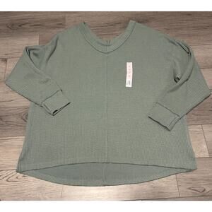 SO Kohls Brand Green Size L Adaptive V-Neck Tunic Sweater With Thumb Holes